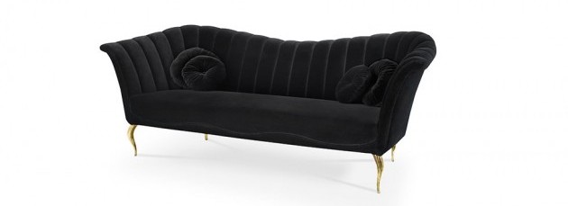 Living Room Decor with a Black Velvet Sofa - Caprichosa Sofa by Koket