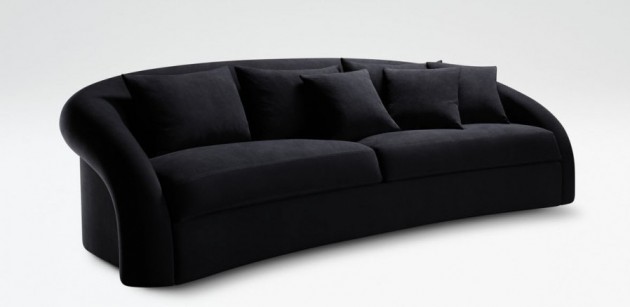 Living Room Decor with a Black Velvet Sofa - Esther Sofa by Armani Casa