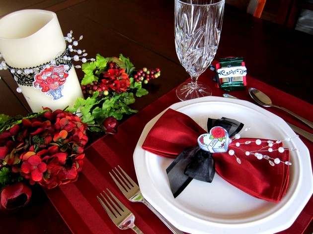 Dining Table Decoration for a Valentine's Day Dinner