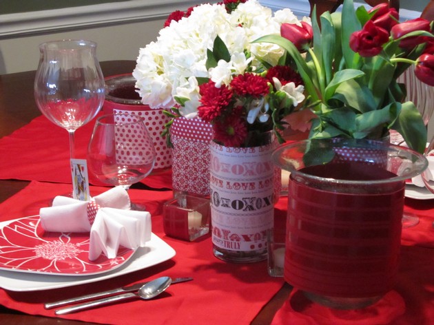 Dining Table Decoration for a Valentine's Day Dinner