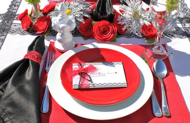 Dining Table Decoration for a Valentine's Day Dinner