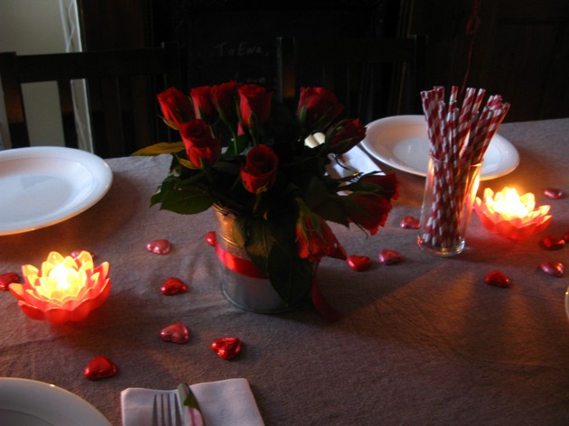 Dining Table Decoration for a Valentine's Day Dinner