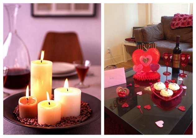 Dining Table Decoration for a Valentine's Day Dinner